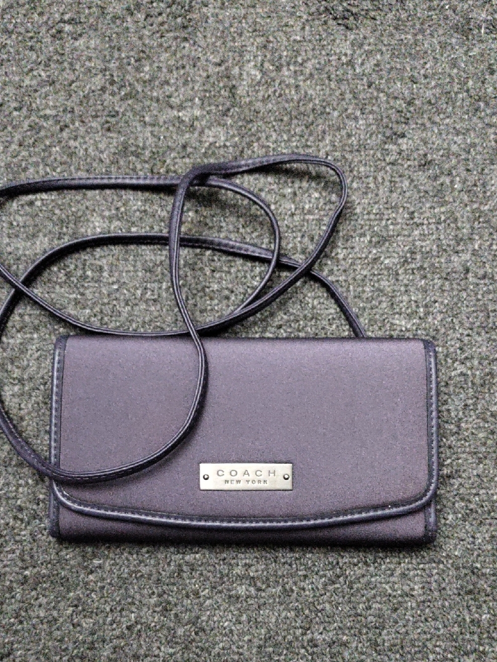 COACH Plum Purple W/ Leather Trim Crossbody Wallet